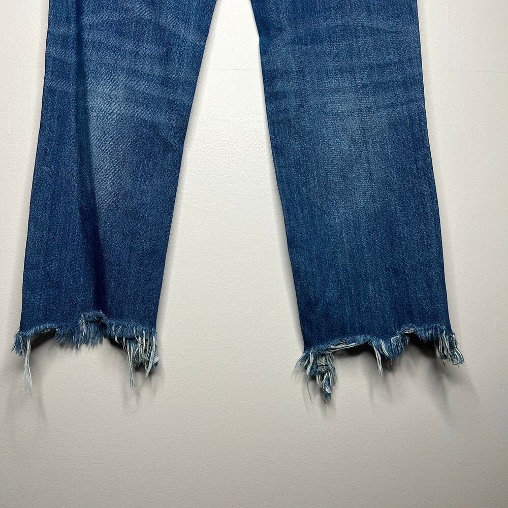 Free People We The Free Maggie Mid Rise Straight in Sequoia Blue Size 26 Raw Hem - Picture 10 of 12